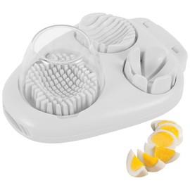 Egg Slicer 3 in 1 Stainless Steel Egg Cutter Multifunctional Boiled Egg Cutter Reusable Mushroom Slicer Salad Slicer Portable Egg Dicer for Soft Fruit Mushroom Strawberries PoUYWH(White)