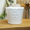 Fyne-Finds White Ceramic Fleur De Lis Planter 15cm, 6inch Table
