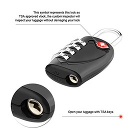 TSA Candado para equipaje Luggage Locks Candado de acero Cerraduras de equipaje con combinación de 4 dígitos Candado de viaje aprobado para maletas y mochilas