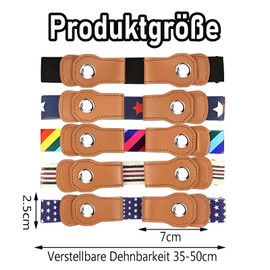 Vimmvid Pack of 5 belts without buckle, stretch belt for children, boys, adjustable belt for children, girls, boys, adjustable buckle for boys and girls, colour