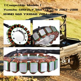 MOTOBULL Magneto Stator Compatible with Yamaha Rhino 660 YXR660 2004-2007 5KM-81410-01-00 5GH-81410-00-00 5ND-81410-00-00 5UH-81410-00-00 2P5-81410-00-00 5KM-81410-00-00
