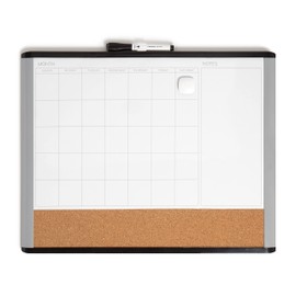 U Brands Magnetic Dry Erase 3-in-1 Calendar Board, 16 x 20 Inches, MOD Black/Gray Frame, Magnet and Marker Included (388U00-01), Black & Grey
