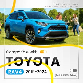 Gelacie Rear Hatch Trunk Hidden Storage Box Compatible with 2019-2025 Toyota RAV4 (Not Fit RAV4 Prime) Insert Cargo Organizer Storage