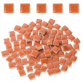 sourcing map 205pcs Ceramic Mosaic Tiles, Bulk Stained Ceramic Mosaic Tiles Square Mosaic Kits for DIY Art Crafts, Handmade Art Craft Projects for Home Decor(200g, Deep Orange)