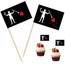 100 Pcs Pirate Edward Teach Toothpick Flag Mini Small Cupcake Topper Blackbeard Pirate Flags ﻿