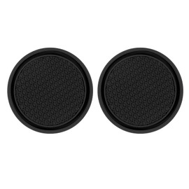 sourcing map 2pcs Car Cup Coasters Universal PVC Car Cup Mats Non-Slip Cup Holder Insert Coasters Car Interior Accessories, Black