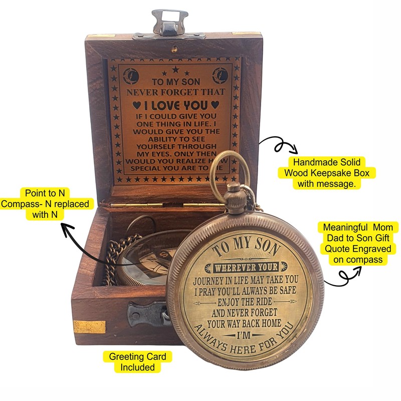 Brass Compass, Gift for Son, Antique Compass to My Son