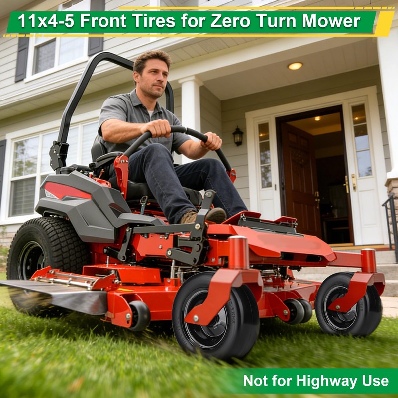 2Pcs 11x4.00-5 Lawn Mower Tires Flat Free, Upgraded 11x4-5 Zero