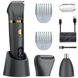 Zivelier Ball Shaver for Men, 3-in-1 Multifunction Body Hair Trimmer & Pubic Shaver with Titanium Blades (No Nicks!), IPX7 Waterproof Electric Razor, LED Display, Wet/Dry