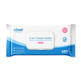 CONTIPLAN CONTIPLAN Incontinence Cleansing Cloths with Barrier Cream - All in One Cleansing Wipes Cleanses, Soothes and Moisturises - Pack of 25 Cloths