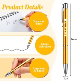 Nezyo Nezyo 2 Stück Inspirierender Einziehbarer Kugelschreiber Zitate Druckkugelschreiber Kollegen Eingabestift Metall Motivation Stift für Schreibtisch Mitarbeiter, Schwarz und Gold (Stilvoller Stil)