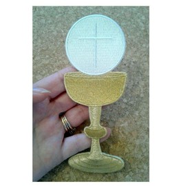 Chalice W/ Host - Vino - Comunión - Iglesia - Parche bordado para planchar