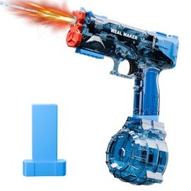 2025 Upgraded Electric Water Gun with LED Lights and Type-C Charging,Transparent Automatic Squirt Guns High Powered IP67 Waterproof,Up to 26FT Longer Range Water Pistol,for Kids and Adults (Blue)