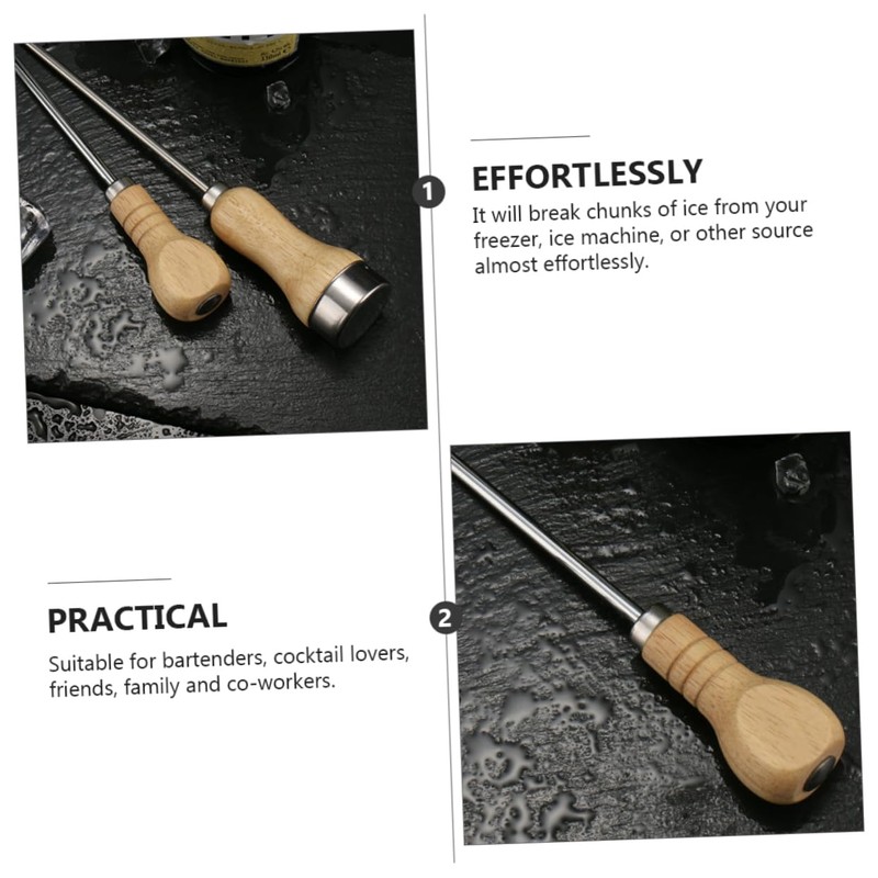 Ciieeo 2pcs Bar Ice Pick Ergonomic Handle Ice Remover for