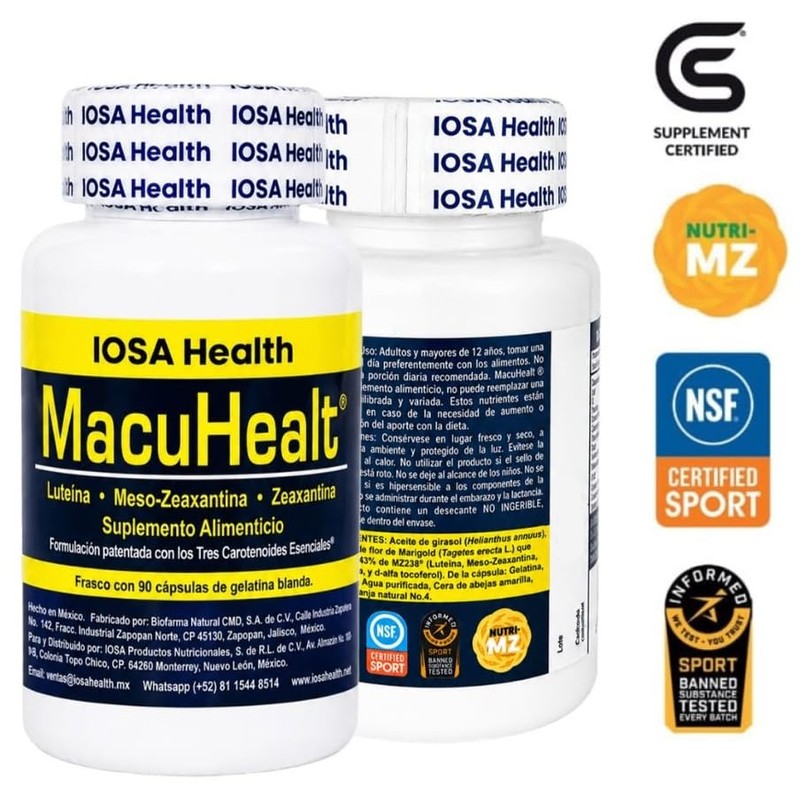 Macuhealt 90 cápsulas | Suplemento ocular con luteína, zeaxantina y
