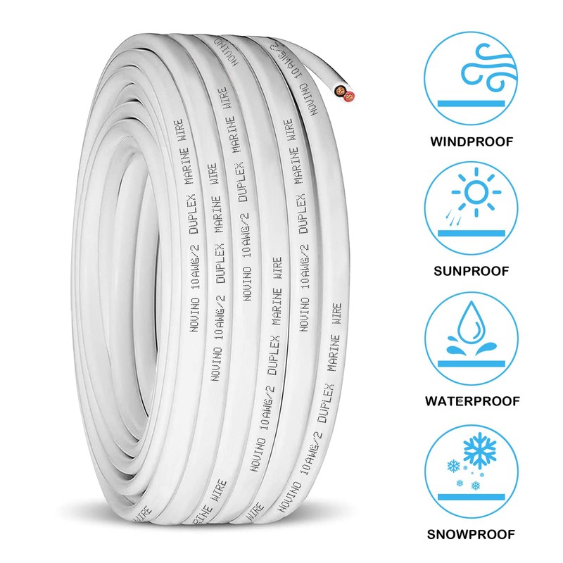 10 Gauge Marine Wire,10 AWG 10ft Duplex Marine Grade Wire