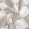 WRENSONGE Checkered Throw Blanket, Taupe Microfiber Soft Cozy Fluffy Warm