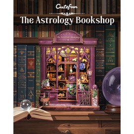 Cutefun Book Nook Kit, DIY Miniature House Kit for Adults, 3D Wooden Puzzle Mini House Building Kit with LED, Dollhouse Kit Bookshelf Insert Decor Creative Gifts for Teens (The Astrology Bookshop)
