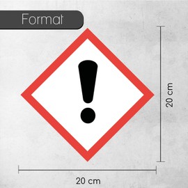 Hazard Sticker I Weatherproof Film with UV Protective Laminate I Hazardous Substance Symbol with GHS07 Irritant Name I 20 x 20 cm I GHS Marking I Warning I Note I hin707