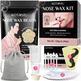KOTAMU KOTAMU Nose Wax Kit Men, 150g Nose Hair Wax Kit with 95 Wax Accessories, 20-30 Uses, Painless & Easy at Home Nostril Waxing for Women Sensitive Skin Ear Hair Removal, Lasts up to 5 Weeks
