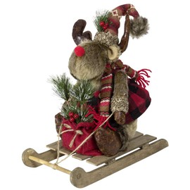 Christmas Paradise Winter Decoration on Sleigh Elk Reindeer Christmas Decoration Size Approx. 30 cm