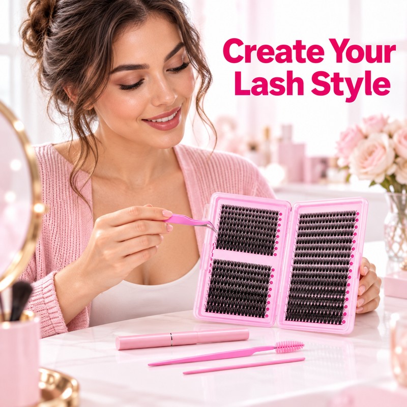700PCS DIY Eyelash Extension Kit – D-Curl Lash Clusters with