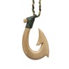 Aged Bone Stylized Maori Hawaiian Fish Hook Necklace - Med/Large