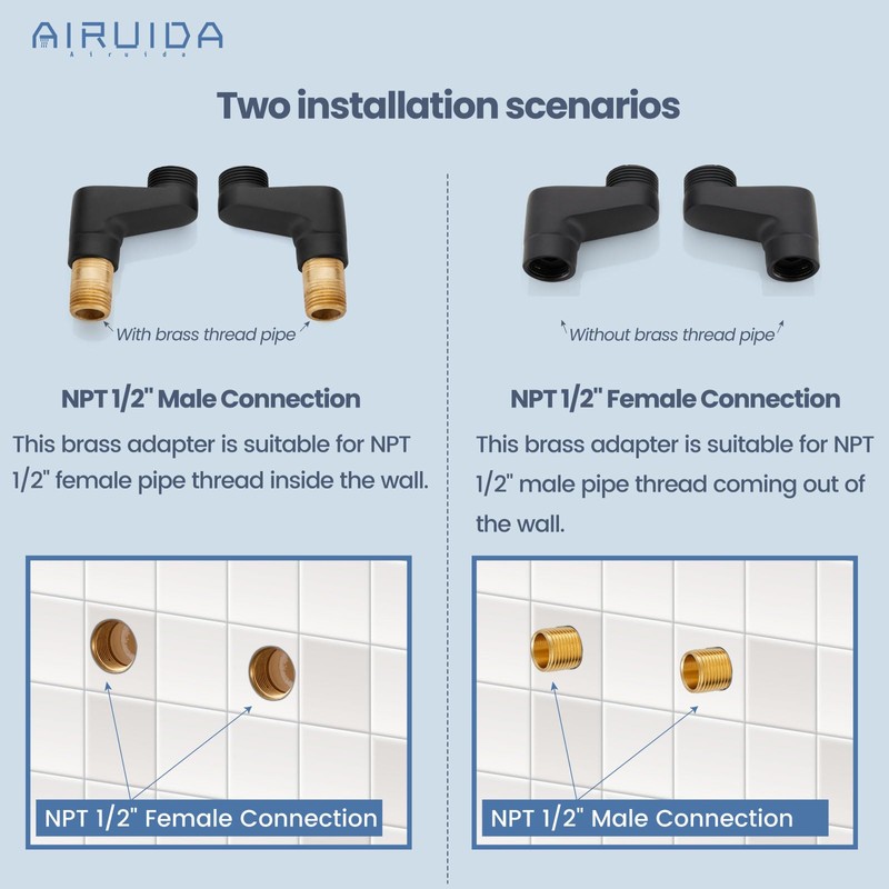 Airuida Matte Black Wall Mount Kitchen Sink Faucet 9 Inch
