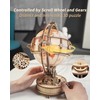 ROKR 3D Wooden Puzzles for Adults-LED Illuminated Wooden Globe Puzzle-Model