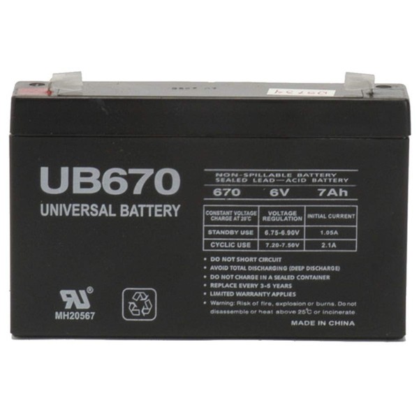 Universal Power Group 6V 7Ah SLA Replacement Battery for Leoch LP6-7.0, LP 6-7.0