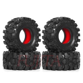 fujita 1.0‘’ Crawler tire 57 * 26MM with Improved Toughness Silicone Inserts for TRX4M F-150 Axial XC-1 RTR SCX24 AX24 FMS FCX24 1/18 1/24 RC Crawler Car Upgrade (red)