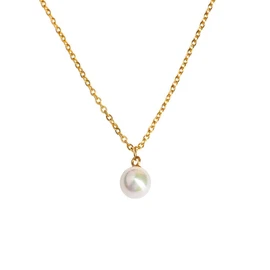 LuckyLy Set Juego de Joyería para Mujer con Perlas Naturales, Aretes y Collar de Acero Inoxidable con Baño de Oro 18k – Regalos para Mujer Cumpleaños y Regalos para Mujer Originales, Modelo Adele