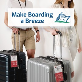 Highwind 4 Pack Cruise Luggage Tag Holder for Suitcases - Travel Essentials, Compatible with Major Cruise Lines - Waterproof Luggage Tags for Suitcases with Secure Attachment - Zip Seal, Steel Loops