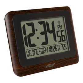 La Crosse Technology 513-17907-INT Digital Atomic Clock with Temperature - Walnut/Black