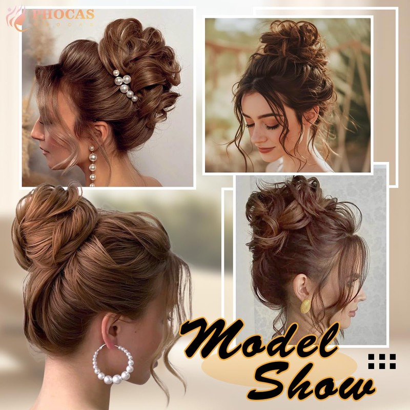 PHOCAS Curly Messy Hair Bun Hairpieces for Updos Fake Hair