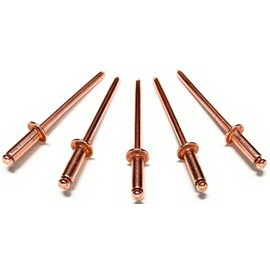 Metal Magery 100 Copper Pop Rivets 1/8 Diameter Copper Mandrel Blind Rivets Dome Head 4-4 (1/8"Diameter x 1/4" Grip Range) Qty 100