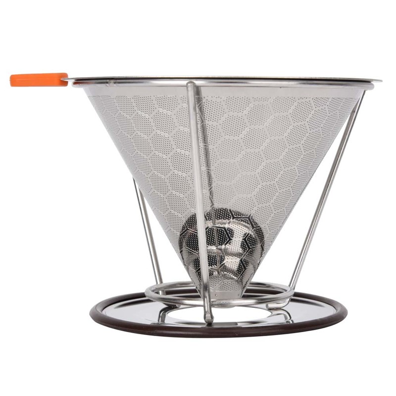 Stainless Steel Reusable Coffee Dripper Filter Coffee Cone with Mesh