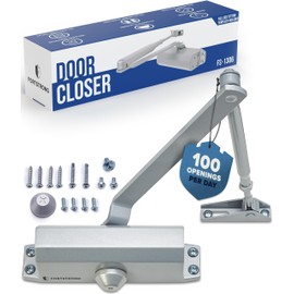 Automatic Door Closer (Silver), FS-1306 Residential Hydraulic Auto Door Closer, Grade 3 Self Closing Spring Hinge, UL Listed & ADA Soft Closers No Slam, for Home & Interior Garage Doors Closure