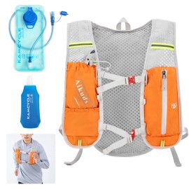 KAMCYCLE Ultralight Hydration Backpack, Running Vest, Trail Backpack, Hydration Pack, 2L Hydration Bladder, 500 ml Water Bottle, for Running, Hiking, Camping, Bicycle Bags for Pannier Rack (Orange)