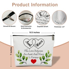 Lesixur Aunt Gifts from Niece Makeup Bag for Women, Niece Gifts from Auntie Aunt Gifts for Niece Aunt Mother's Day Graduation Gifts Zipper Pouch Travel Toiletry Bag, Inspirational Gift for Women -12