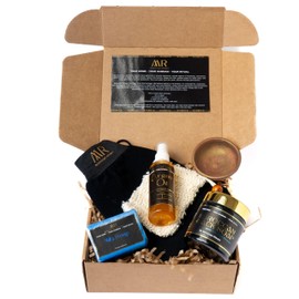 Moroccan Rituals Set: Exfoliating Black Soap & Bar with Blue Nila, Kessa Glove, 100ml Argan Oil, Pouch & Tint. Brightening Body Care Spa Package(Premium Blue Nila, 200ml)