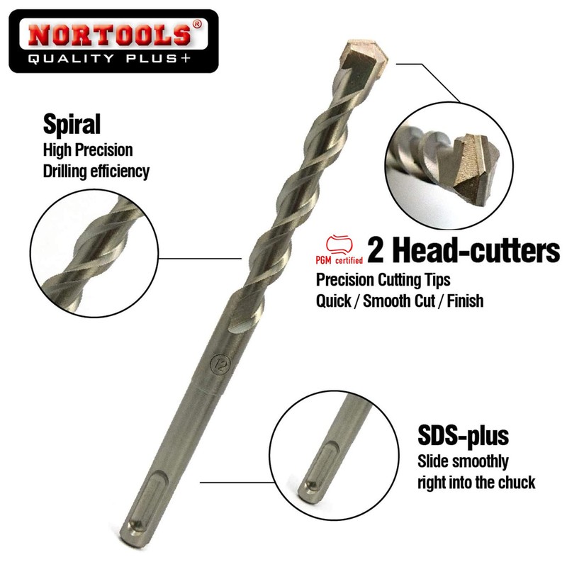 NORTOOLS Rotary Hammer Drill Bit Sets 7 PCS SDS Plus