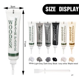 FunnAura 7 Pcs Laminate Floor Repair Kit, 6 Colour Wooden Floor Scratch Repair with Scraper, Furniture Wood Repair Kit