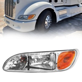 Revworth Headlights compatible with Peterbilt 387 386 384 382 325 330 335 337 340 348, W/o bulbs Headlamp Left/Driver Side, Chrome (Left/Driver Side)