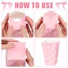 Sanixin 16 Pcs Pink Bow Popcorn Boxes Coquette Bowknot Popcorn