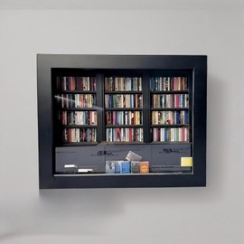 LeatherleafWorth Anxiety Mini Bookshelf-Shake Off Anxiety with Handmade Stress-Relief Wooden Cabinet-Anxiety Bookshelf Mini Books(200pcs)-Home Decoration for Book Lovers (Black Small)