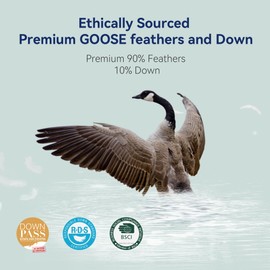 ABOUTABED Goose Feather Down Pillows King Size Set of 2 - Luxury Soft Feather Down Pillow for Sleeping - Hotel Quality Bed Pillows - Wrapped in Polyester (Solid White, 20x36 Inches)