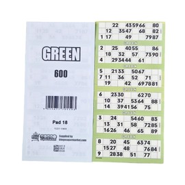 Bingosupermarket Bingo Tickets 600 Pad 6 To a Sheet 1-90 Perforated (Green)