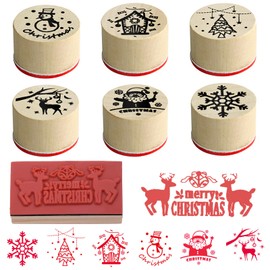 7pcs Christmas Stamp Set, 7 Patterns Christmas Crafts Perfect for Card Making and Crafting Stamps for Kids Merry Christmas Stamps for Crafting