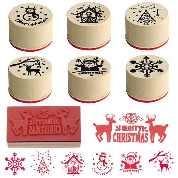 7pcs Christmas Stamp Set, 7 Patterns Christmas Crafts Perfect for